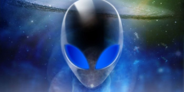 1600x1200 Alienware Alien Head With Blue Eyes And Galaxy desktop wallpaper