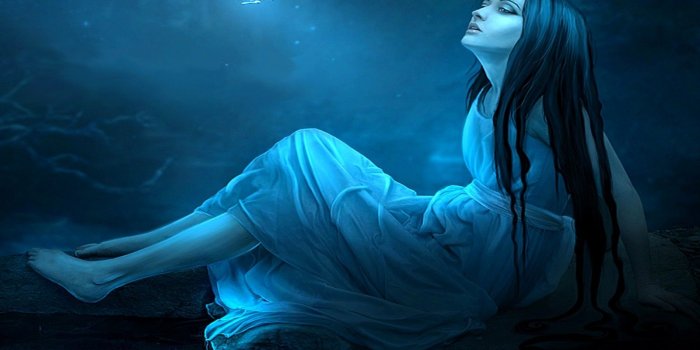 1600x1200 women water paintings blue dark fantasy art butterflies High