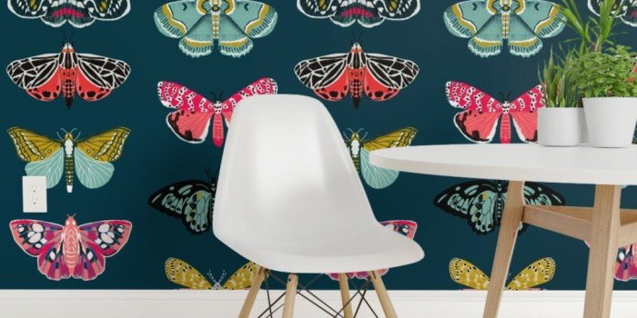 1024x1024 Ivy Bronx Walton Butterfly Moth Removable Wallpaper Panel | Wayfair