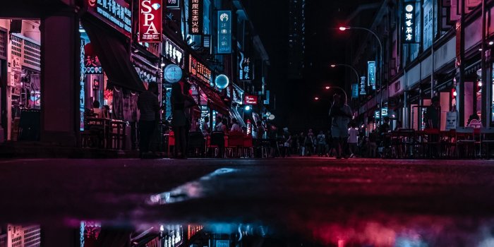 2560x1080 Download wallpaper 2560x1080 night city, street, city lights