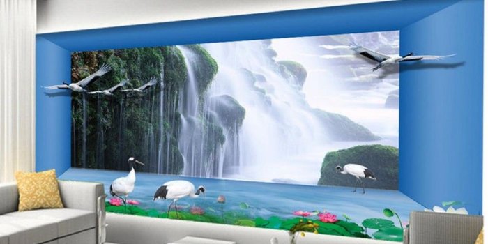 1000x829 Custom photo wallpaper 3D stereoscopic Waterfall aesthetic space