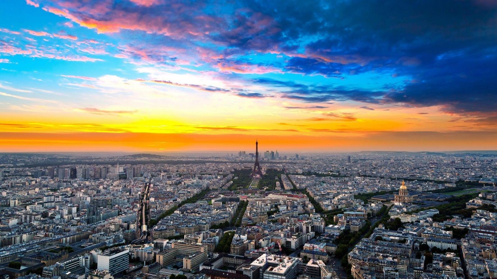 1920x1080 Paris, France, City, Cityscape, Sunset, Eiffel Tower, Clouds