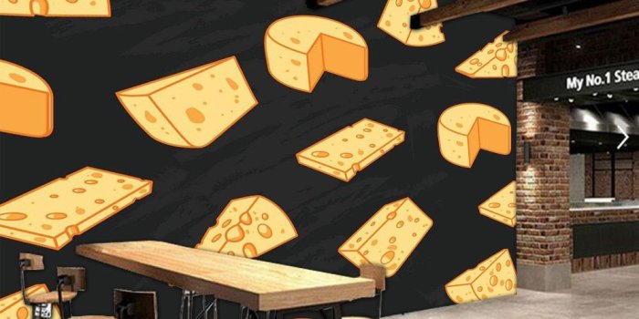 1000x800 Custom kitchen wallpaper, cheese food black background mural for