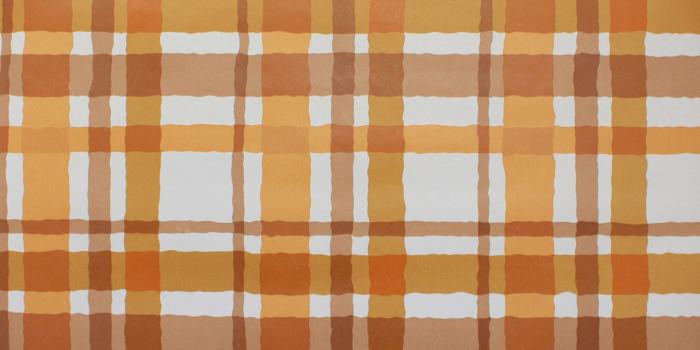 2048x1797 1970s Vintage Wallpaper Orange and Brown Plaid Vinyl - Rosie's