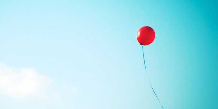 1024x1024 Nature Lonely Red Balloon In Blue Sky iPad Wallpapers Free Download