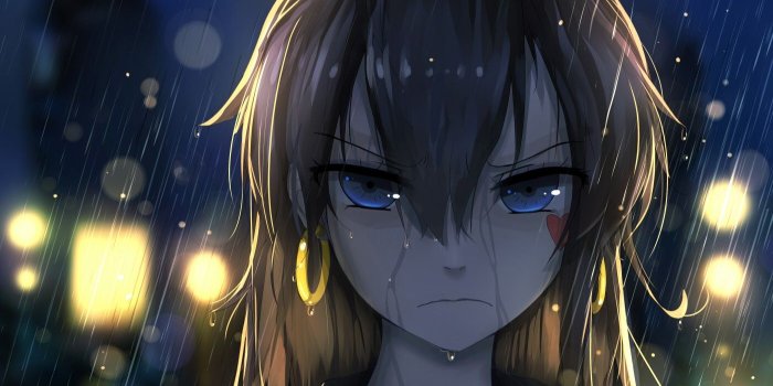 1400x803 Blue Eyes Anime Girl Best Wallpaper - Anime Girl Angry Crying