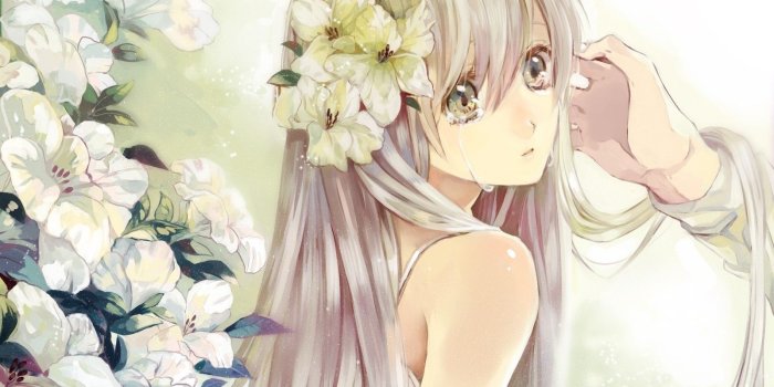 1600x1200 Download 1600x1200 Blondes flowers tears crying anime girls hair