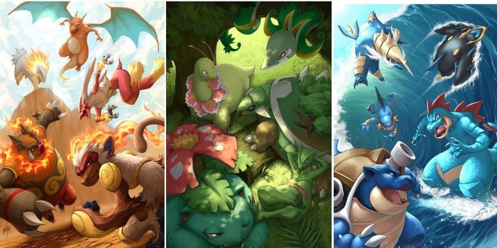 1970x972 EPIC pokémon starters : wallpaper
