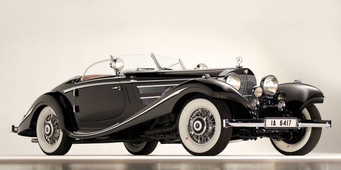 1920x1080 Mercedes 1936 540K Special Black Roadster Classic Car Wallpaper