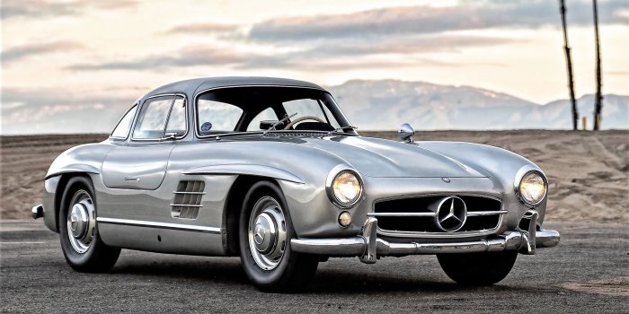 2880x1800 Download wallpapers 1955, Mercedes-Benz 300 SL, silver coupe