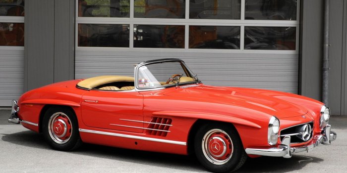 1680x1050 Red vintage Mercedes-benz 300sl convertible - Free wallpapers