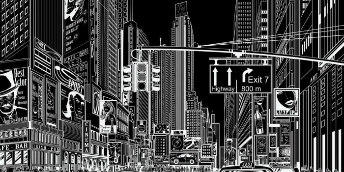 1333x880 Cartoon City, black | R10622 | Rebel Walls