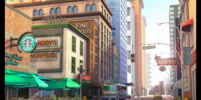 1200x874 New York City Street | Cartoon building, City cartoon, Concept art