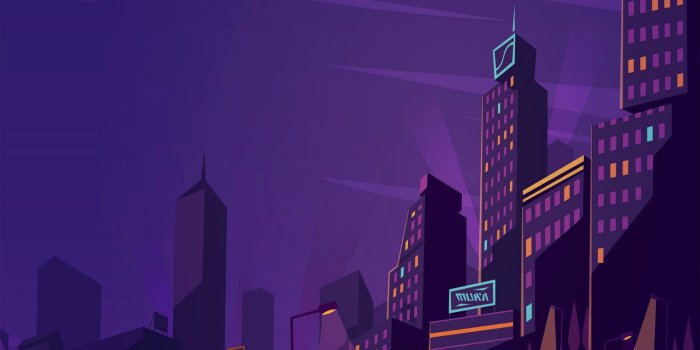 3072x3072 Vector Desktop Wallpaper - Night City Urban Cartoon Background