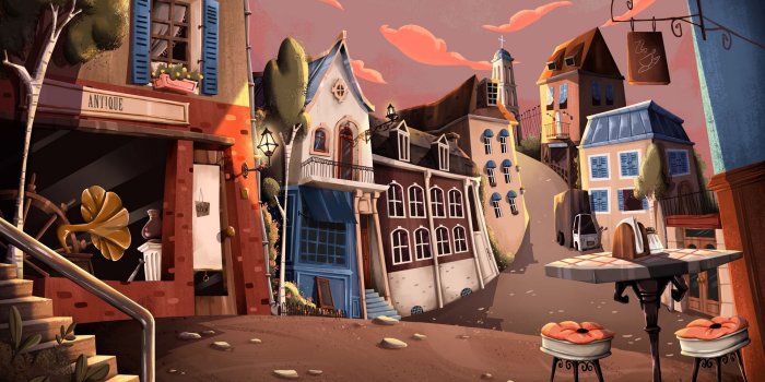 1920x1080 Download wallpaper 1920x1080 city, art, street, shops full hd