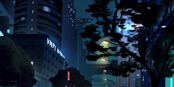 1131x1600 Night Street after Light Shower by Lê Long on ArtStation | Fantasy