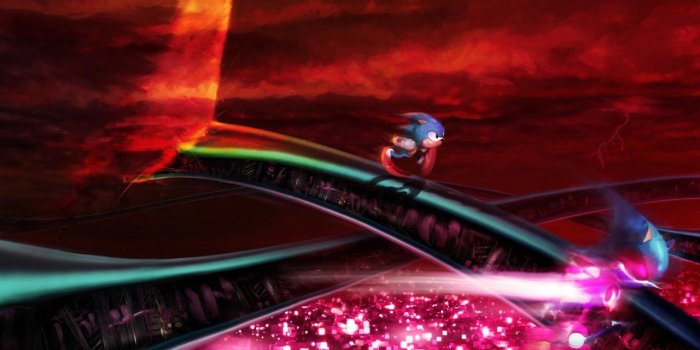 1280x720 Sonic, Stardust Speedway by Orioto | Sonic, Splatoon, Video game art