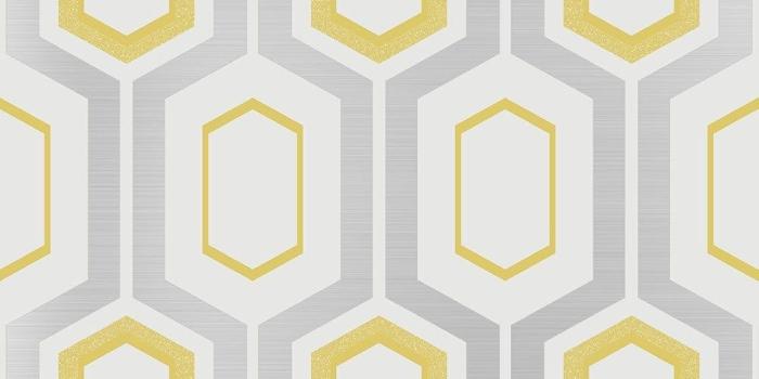 1000x1000 Coloroll Mortimer Geometric Wallpaper Yellow Silver White