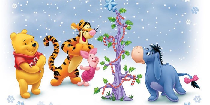 1920x1200 Cartoon Winnie The Pooh And Friends Winter Christmas Tree