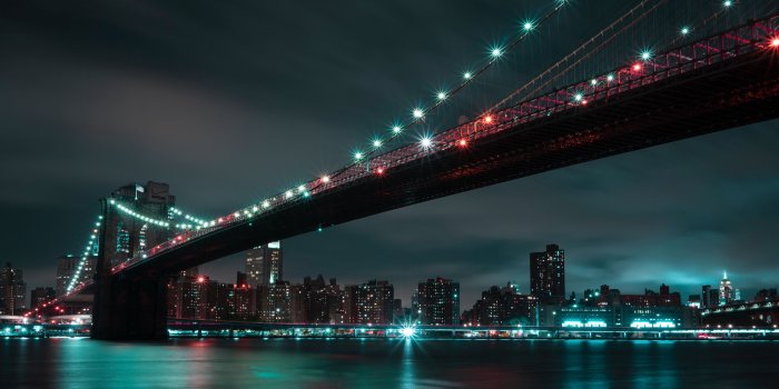 3840x2160 4K Bridge Night City Lights Wallpaper - [3840x2160]