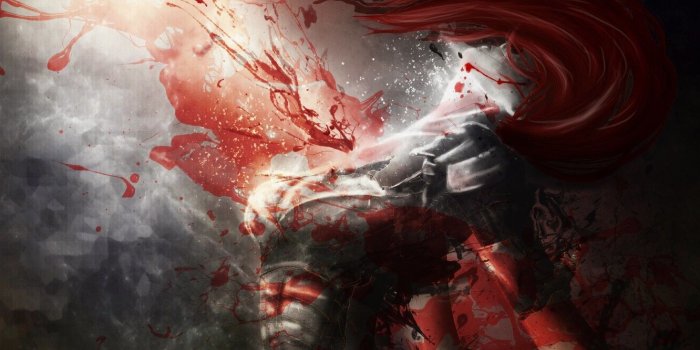 1332x850 Wallpaper girl, fiction, blood, art, red hair images for desktop
