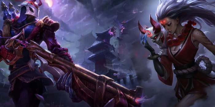 1920x1080 League Of Legends Champion Blood Moon Jhin And Diana Fantasy Art