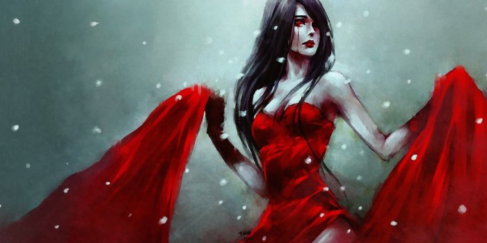 1920x1152 Free download nanfe anime girl red dress cry blood snow sadness