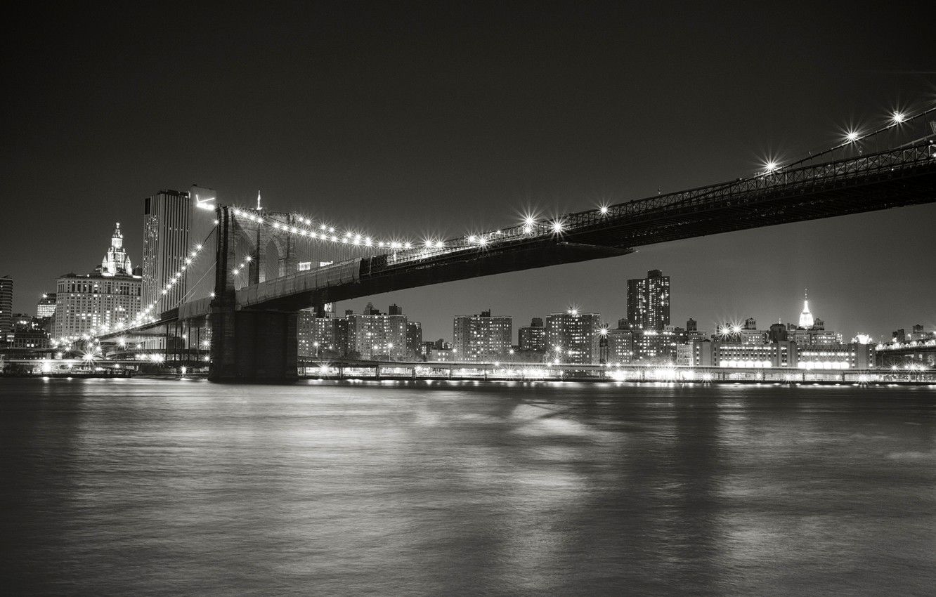 1332x850 Wallpaper night, the city, lights, Strait, New York, lighting