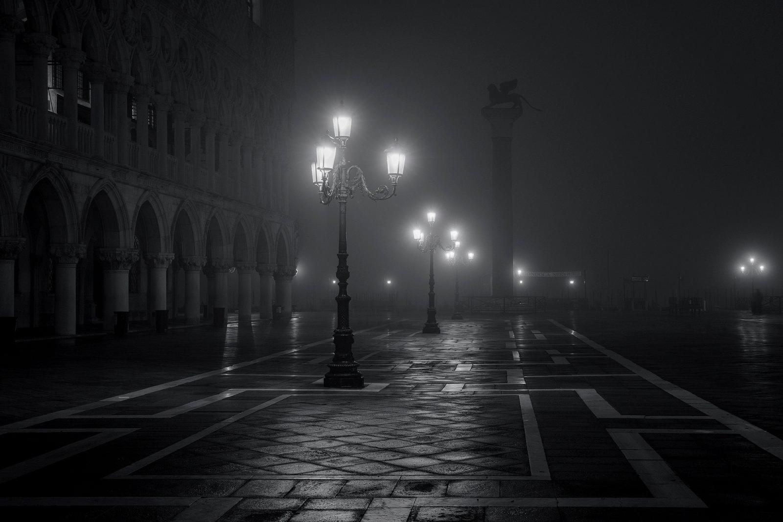2000x1336 venice, Italy, Piazza, San, Marco, City, Night, Fog, Lights, Black