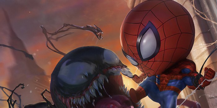 2048x1152 Venom Spiderman Chibi Wallpaper