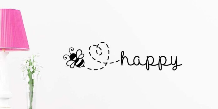 1000x825 Amazon.com: Bee Happy Cute Nursery Vinyl Saying Lettering Wall Art