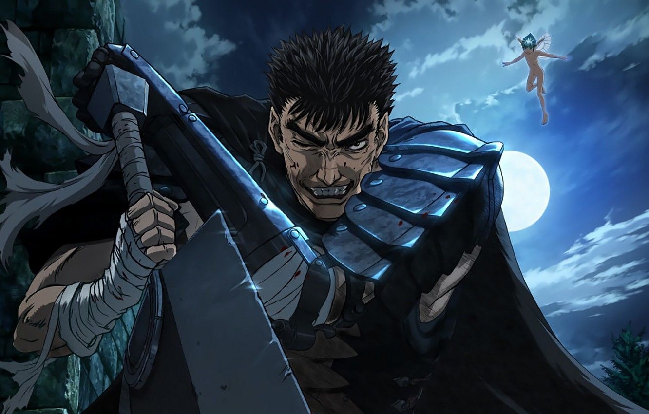 1332x850 Wallpaper sword, anime, fairy, ken, blade, Berserk, elf, evil
