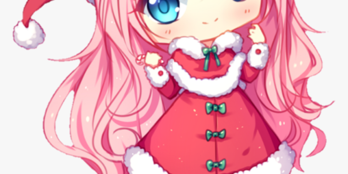 860x970 chibi #christmas #anime #pinkhair #kawaii - Anime Chibi Png Hd