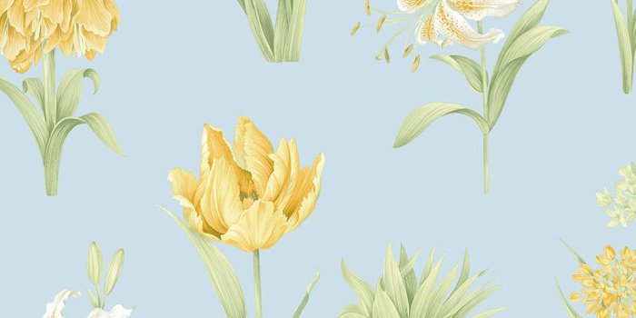 1000x1000 Norwall Blue, Green and Yellow Botanical Floral Wallpaper PA34238