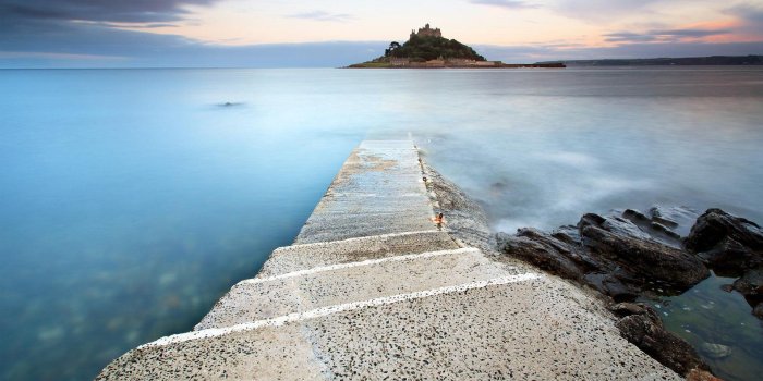 1920x1200 Sea Road Stone Island Fortress Town Clouds Night Twilight - Road