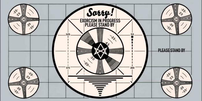 1920x1080 Sorry Exorcism In Progress text on white background, Bring Me the