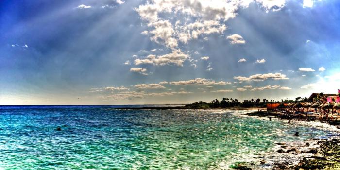 1920x1080 Download wallpaper 1920x1080 beach, sea, sun, beams, colors, coast