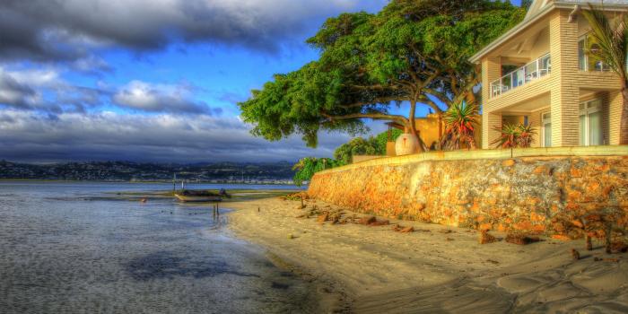 2560x1440 Beach House Green Trees Villa Nature Colors Sea Cloud Nice Place