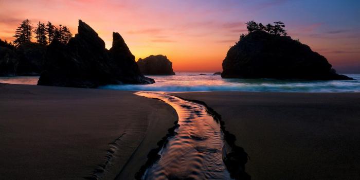 1920x1200 sunset landscapes nature beach sand trees rocks rivers colors sea
