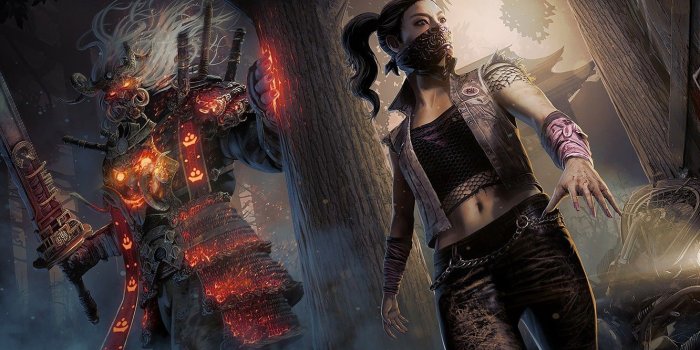 1332x850 Wallpaper Dead by Daylight, giant, mask, armor, girl, sword