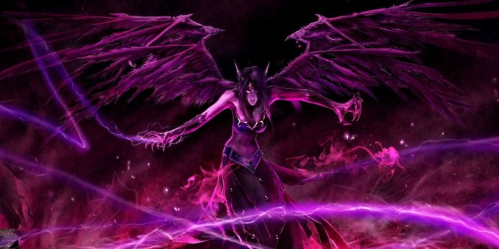1920x1080 women, purple, devil, demon, Morgana, evil :: Wallpapers