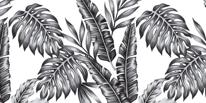 3028x1872 Palm Leaves Tropical Wallpaper for Walls | Retro Palms Black