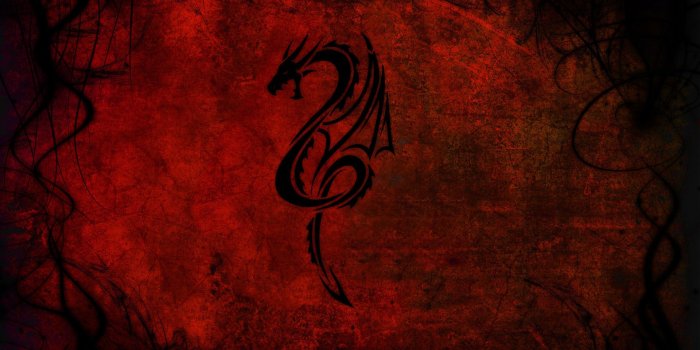 1920x1080 Tribal dragon tattoo on a red wall wallpaper - Digital Art