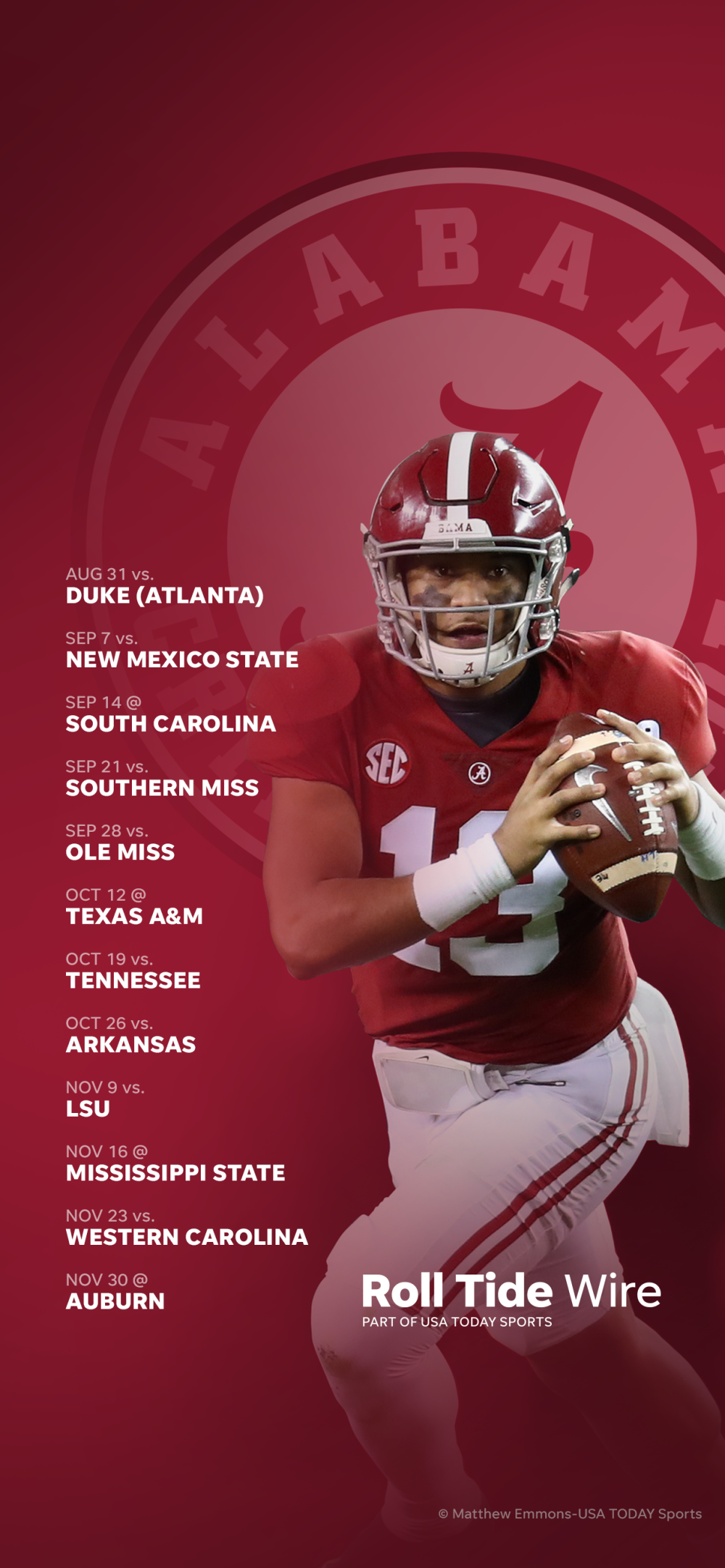 1000x2164 2019 Alabama Crimson Tide football schedule: Downloadable