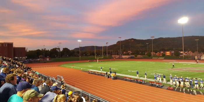 3840x2160 top view of a crowd on a baseball field during a game at sunset