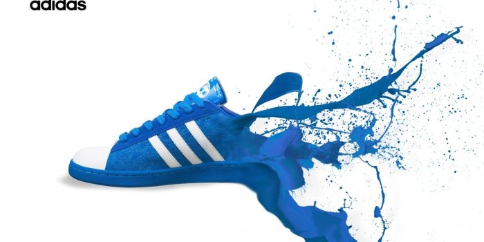 1332x850 Wallpaper squirt, blue, paint, color, white background, Adidas