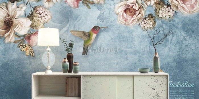 967x851 Watercolor Floral Pastel Flower Wallpaper Mural • Wallmur®
