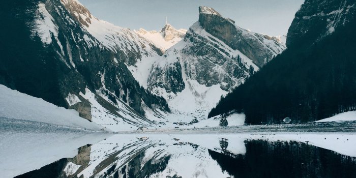 2333x3111 snow-covered mountain near lake under blue sky photo – Free