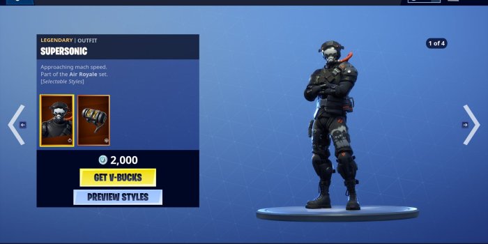 1920x1080 Fortnite Supersonic Outfit hits the Item Shop with 4 styles