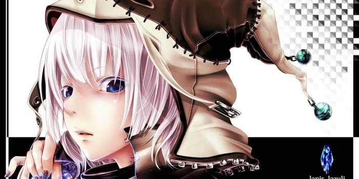 1332x850 Wallpaper girl, decoration, hat, stone, skull, ring, bells, art